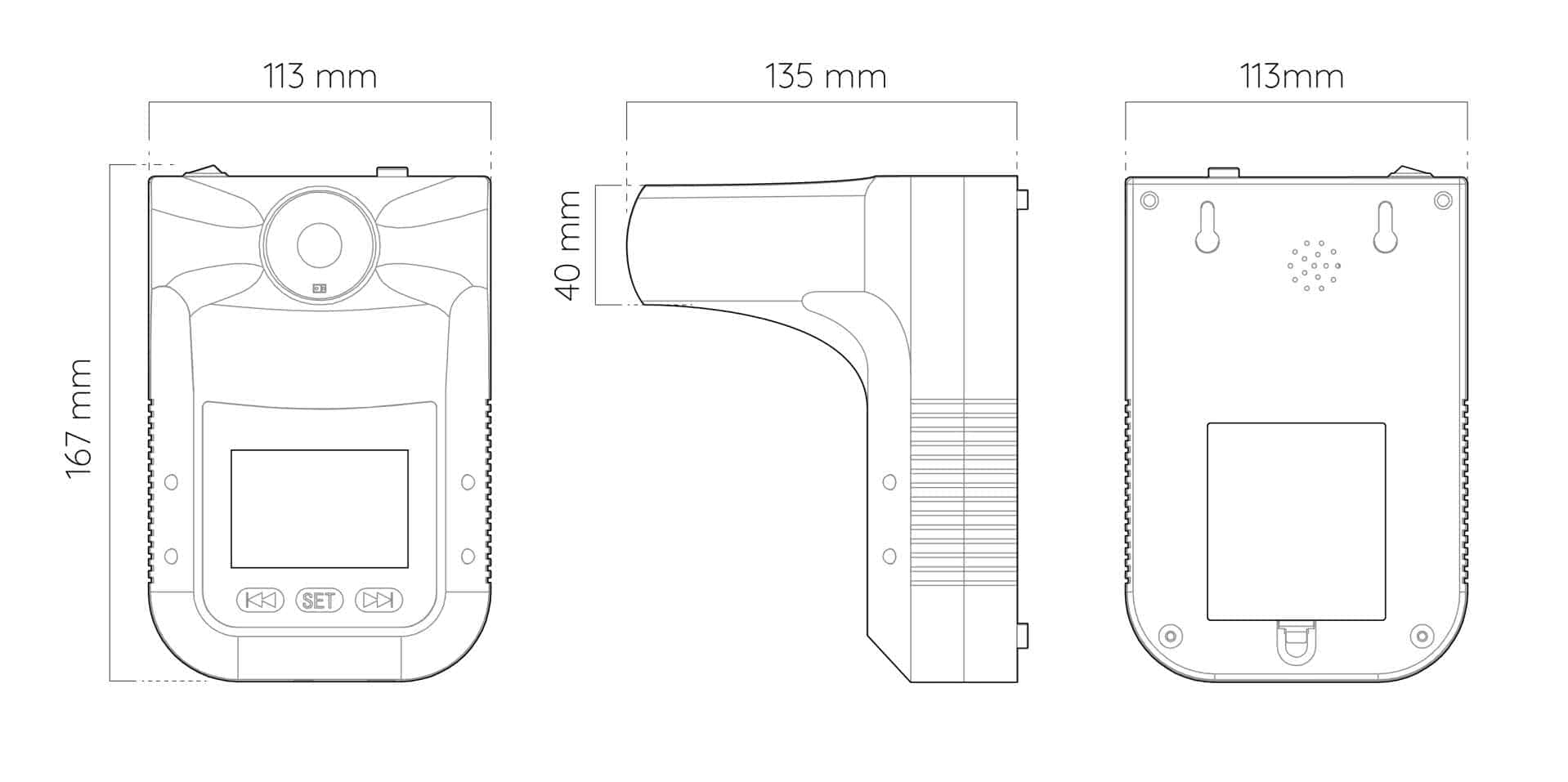 BE-4302安心量约手掌大小，可壁挂在墙壁上，或是固定在相机脚架上，轻巧不占空间